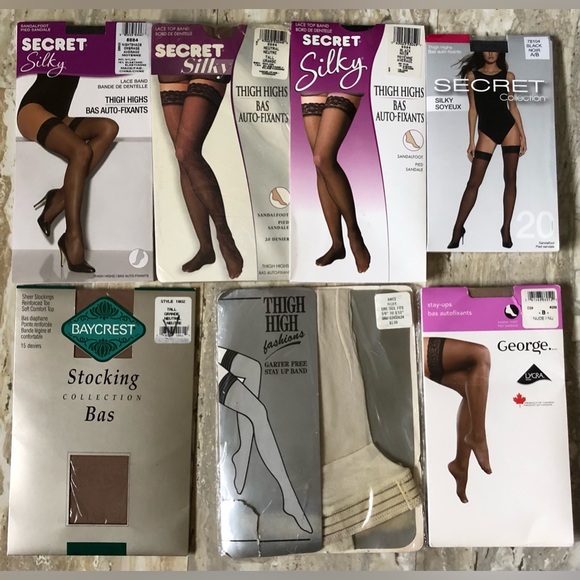 7 Pairs of Thigh high nylons / Stay Ups. Some are vintage. - Picture 1 of 12